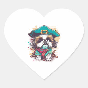 Shih Tzu Dog Pirate Heart Sticker