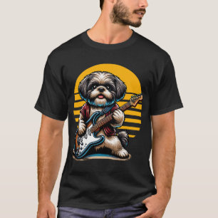 Shih Tzu dog playing Electric Guitar Shih Tzu T-Shirt