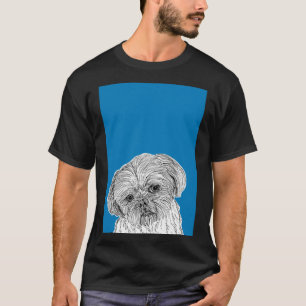 Shih Tzu Dog Portrait ( Blue Background ) T-Shirt