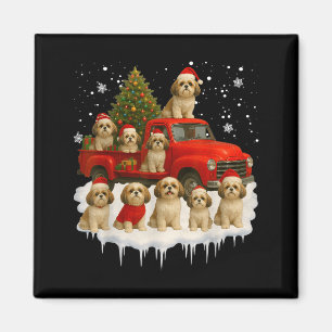 Shih Tzu Dog Red Truck Christmas Tree Santa Ugly X Magnet