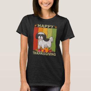 Shih Tzu Dog Retro Graphic Family Matching Thanksg T-Shirt