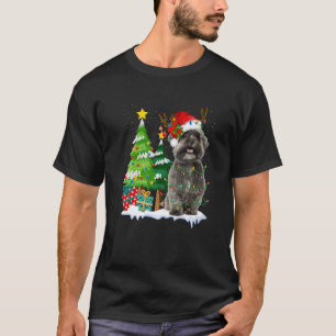 Shih Tzu Dog Santa Hat Reindeer Christmas Lights  T-Shirt
