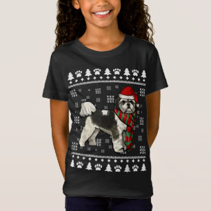 Shih Tzu Dog Santa Hat Xmas Ugly Christmas T-Shirt