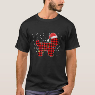 Shih Tzu Dog Santa Holiday Buffalo Plaid Christmas T-Shirt