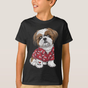 Shih Tzu Dog Shih Tzu Mum I Love Mum Tattoo T-Shirt