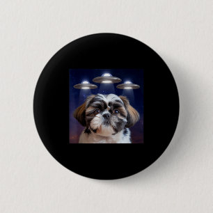Shih tzu dog shihtzu dog alien ufos shitzhu funnyS 6 Cm Round Badge
