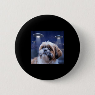 Shih tzu dog shihtzu dog alien ufos shitzhu funnyS 6 Cm Round Badge