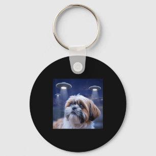 Shih tzu dog shihtzu dog alien ufos shitzhu funnyS Key Ring