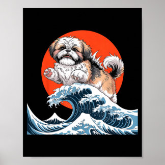 Shih tzu dog shihtzu dog japanese art shitzhu funn poster