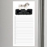 Shih tzu  Dog Shopping List Magnetic Notepad<br><div class="desc">Adorable things to fetch Shih tzu  with a black chalkboard frame personalised with your name.</div>