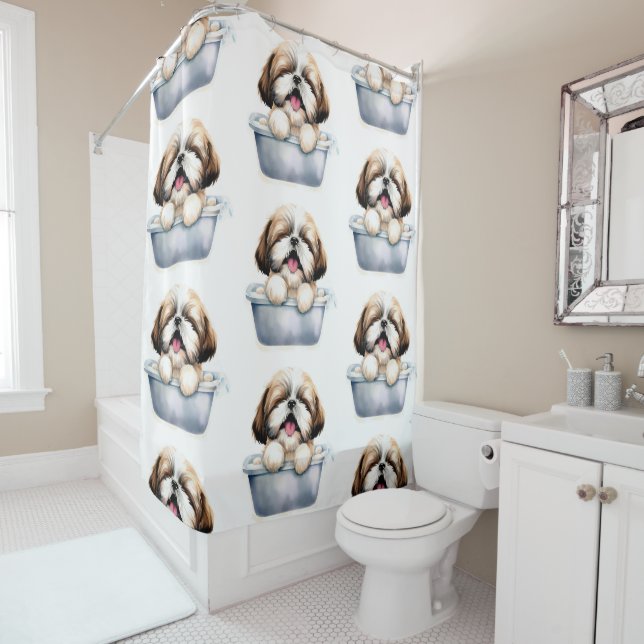 Shih Tzu Dog Shower Curtain (In Situ)