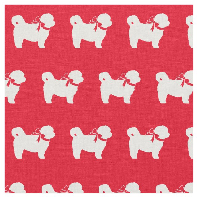 Shih Tzu Dog Silhouette Pet Red Fabric (Close Up)