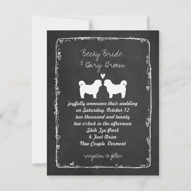 Shih Tzu Dog Silhouettes Wedding Invitation (Front)