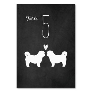 Shih Tzu Dog Silhouettes Wedding Reception Table Number