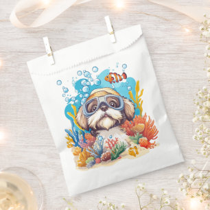 Shih Tzu Dog Snorkelling Coral Reef Favour Bags