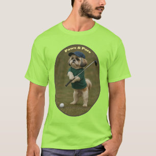 Shih Tzu Dog Standing and Holding a Golf Club URM T-Shirt