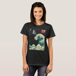 Shih Tzu Dog Surfing on a Kanagawa Wave Japanese T-Shirt
