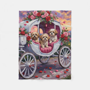 Shih Tzu Dog Valentine's Day Fleece Blanket