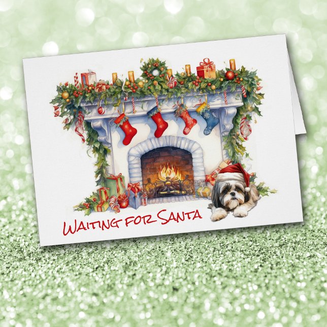 Shih Tzu Dog Wait for Santa Christmas Fireplace (Creator Uploaded)