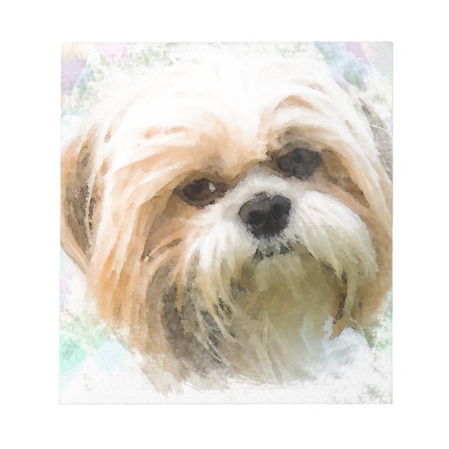 Shih Tzu Dog Water Colour Art Painting Notepad (Front)