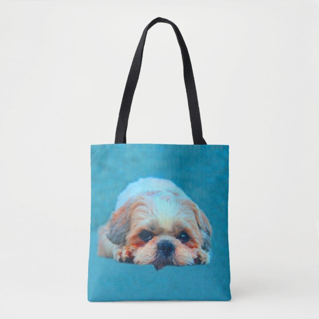 Shih Tzu Dog Water colour art Portrait Tote Bag (Front)
