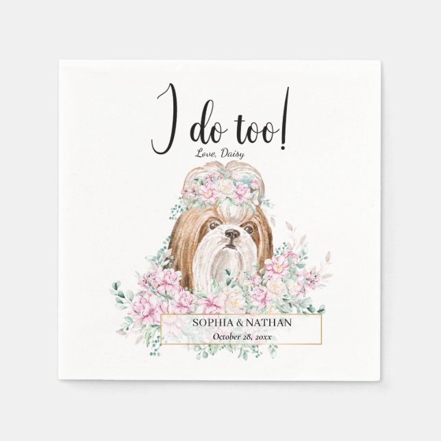 Shih Tzu Dog Wedding Cocktail Napkins (Front)