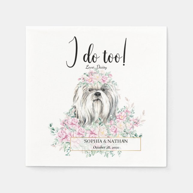 Shih Tzu Dog Wedding Cocktail Napkins (Front)