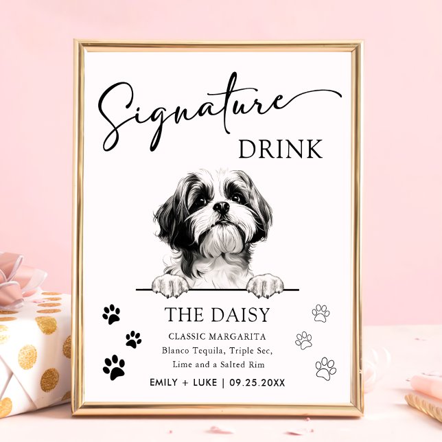 Shih Tzu Dog Wedding Signature Drink Sign (Creator Uploaded)