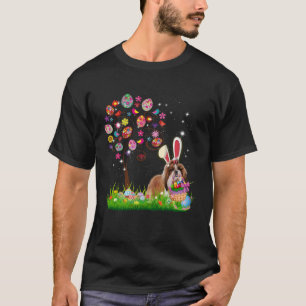 Shih Tzu Dog With Bunny Ear Easter Egg Basket and T-Shirt