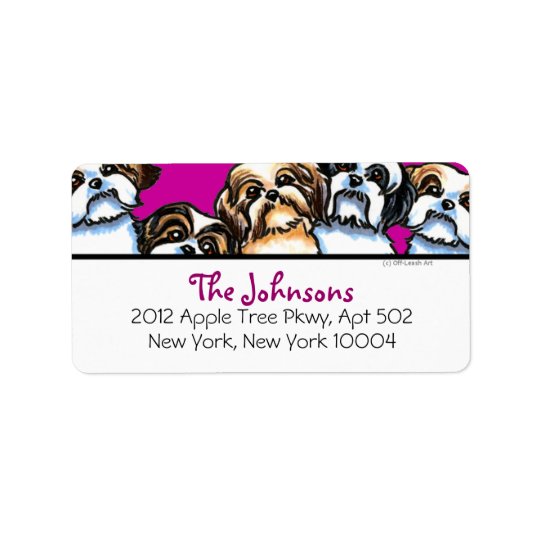 Shih Tzu Dogs Girly Font Custom Colour Address Label