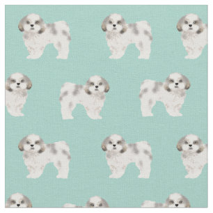 shih tzu dogs mint fabric