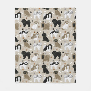 Shih Tzu Dogs Paws and Bones Fleece Blanket