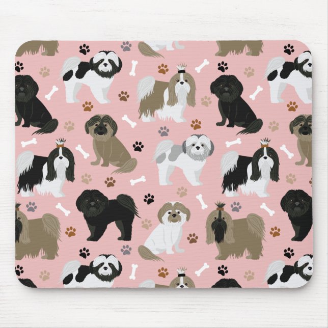 Shih Tzu Dogs Paws and Bones Mouse Pad (Front)