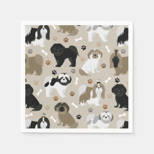 Shih Tzu Dogs Paws and Bones Napkins