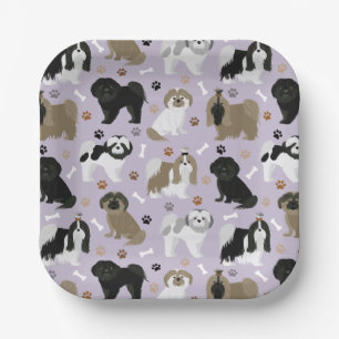 Shih Tzu Dogs Paws and Bones Paper Plates