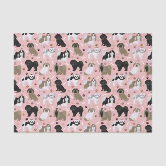 Shih Tzu Dogs Paws and Bones Tissue Paper (Front)