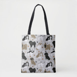 Shih Tzu Dogs Paws and Bones Tote Bag