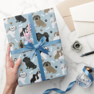 Shih Tzu Dogs Paws and Bones Wrapping Paper