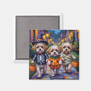Shih Tzu Dogs Trick-or-Treating Halloween Costumes Magnet