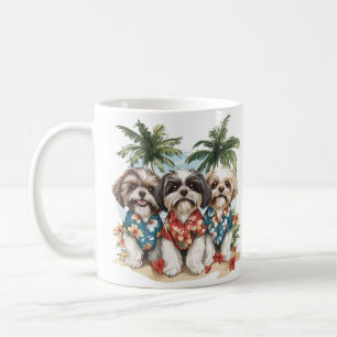 Shih Tzu Dogs Wearing Hawaiian Shirts Coffee Mug