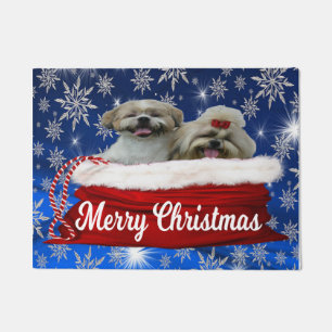 Shih tzu Door Mat, Merry Christmas Doormat