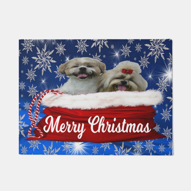 Shih tzu Door Mat, Merry Christmas Doormat (Front)
