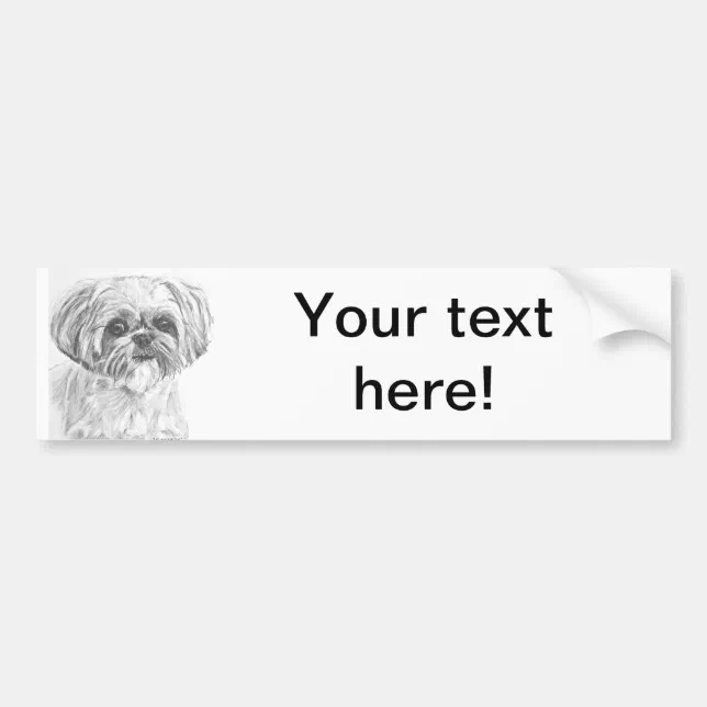 Shih Tzu Drawing Bumper Sticker | Zazzle