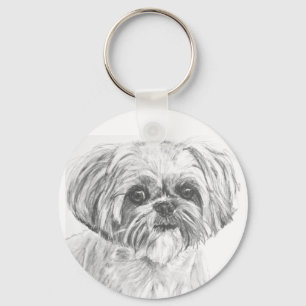 Shih Tzu Drawing Key Ring
