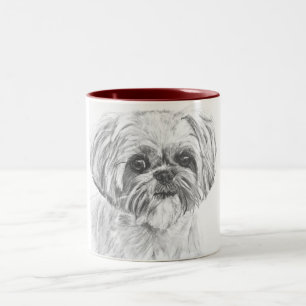 Shih Tzu Drawing Two-Tone Coffee Mug