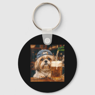 Shih Tzu Drinking Beer Funny Dog Meme Key Ring