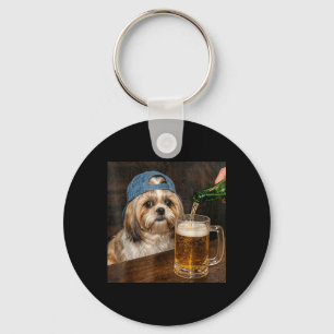 Shih Tzu Drinking Beer Funny Shih Tzu Dog Meme Key Ring