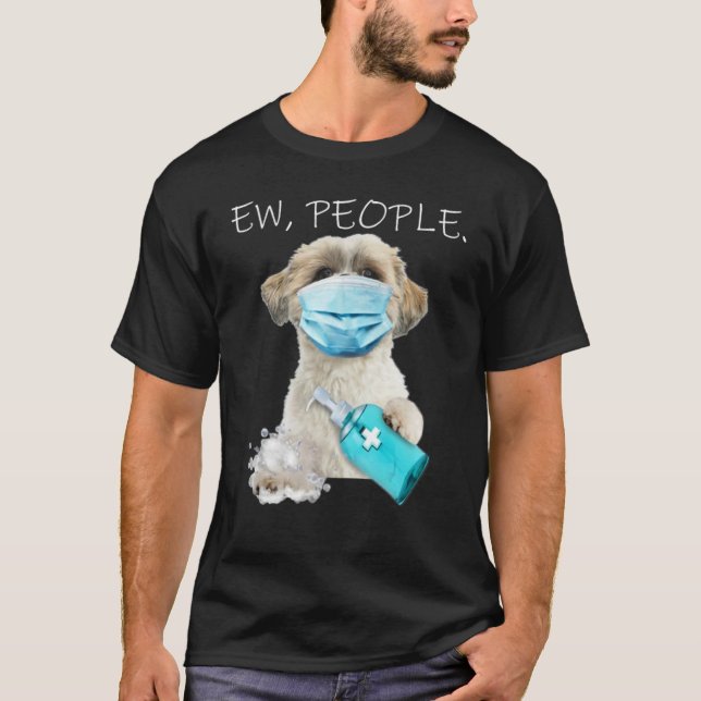 Shih Tzu Ew People Dog Wearing A Face Mask T-Shirt (Front)