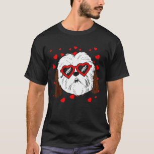 Shih Tzu Face Heart Glasses Valentines Day Dog T-Shirt