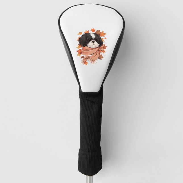 Shih Tzu Fall Dog Autumn Leaves Thanksgiving Copy  Golf Head Cover (Front)